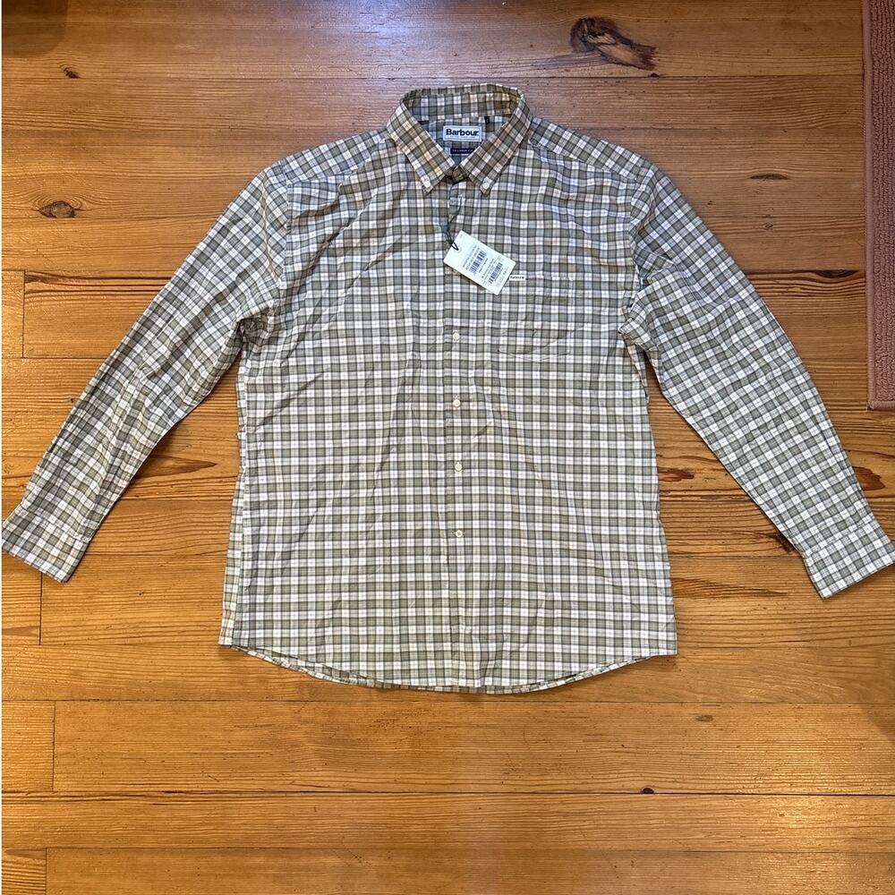 NWT Barbour green plaid tailored fit long sleeve button up dress shirt SIZE XXL